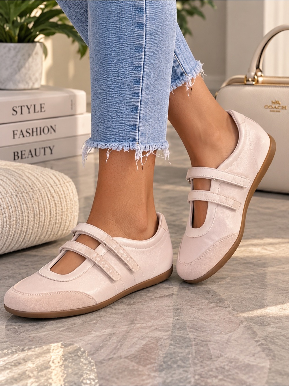 Steve Madden Pale Pink Double-Strap Mary Jane Sneakers